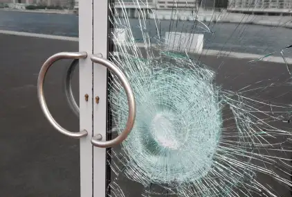 commercial glass door broken